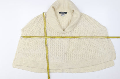 Islander Women's Ivory Merino Wool Roll Neck Cape Jumper Size M