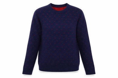 Uniqlo Women Blue Red Polka Dot Wool Alpaca Knit Jumper XL