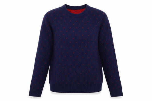Uniqlo Women Blue Red Polka Dot Wool Alpaca Knit Jumper XL
