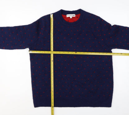 Uniqlo Women Blue Red Polka Dot Wool Alpaca Knit Jumper XL