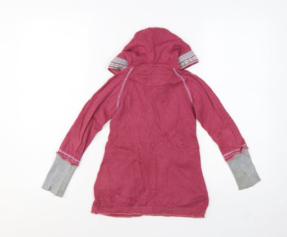 Fat Face Girls Pink Cotton Hooded Tunic Jumper 6-7 Years