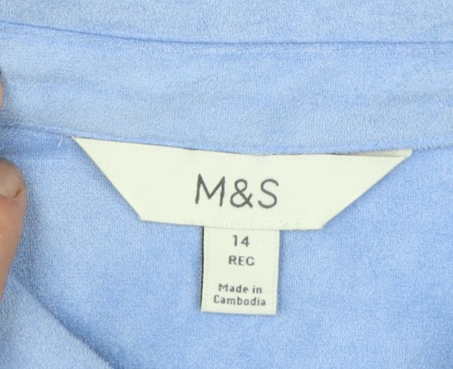 Marks and Spencer Women’s Blue Long Sleeve Button-Up Shirt Size 14