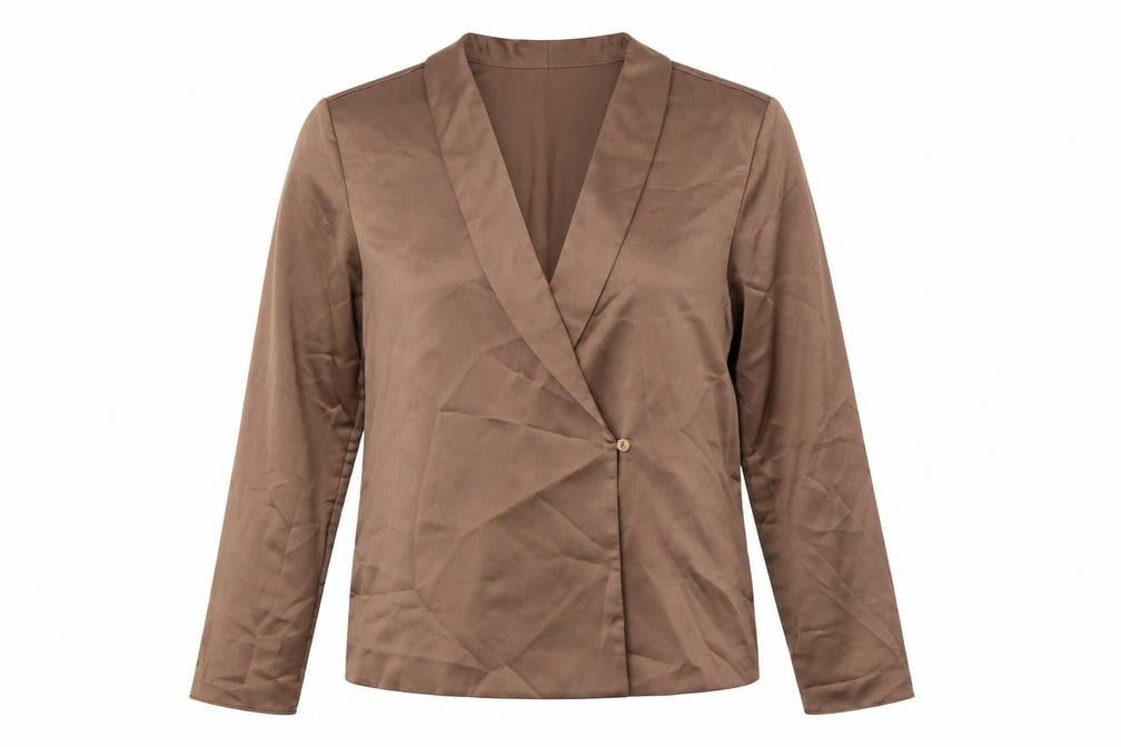 Marks and Spencer Women Brown Wrap Blouse Size 8 Long Sleeve