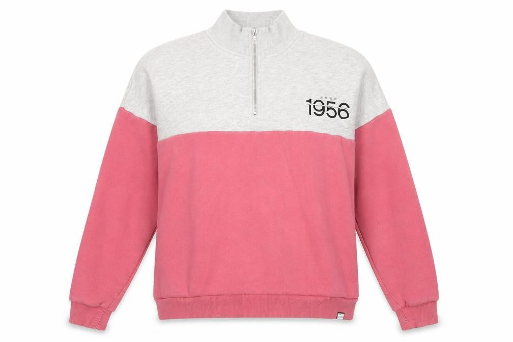 Superdry Women Grey Pink 1/4 Zip Sweatshirt Size 8 Cotton Blend