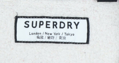 Superdry Women Grey Pink 1/4 Zip Sweatshirt Size 8 Cotton Blend