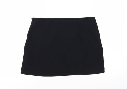 Zara Women Black L Short Pencil Skirt Polyester Twill Workwear