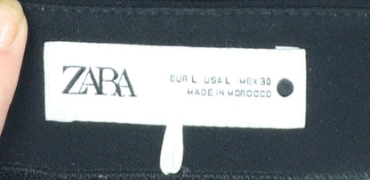 Zara Women Black L Short Pencil Skirt Polyester Twill Workwear