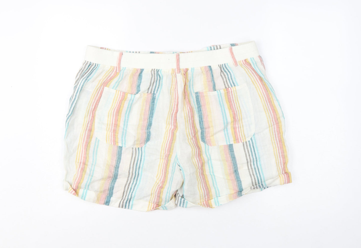 Marks and Spencer Women’s Multicoloured Linen Striped Casual Shorts Size 16