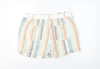 Marks and Spencer Women’s Multicoloured Linen Striped Casual Shorts Size 16