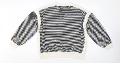 Marks and Spencer Women's Black Striped Star Knit Jumper Size XL