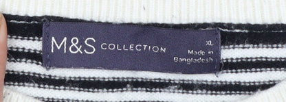 Marks and Spencer Women's Black Striped Star Knit Jumper Size XL