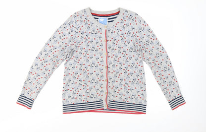 Mantaray Women’s Grey Floral Cotton Cardigan Size 12