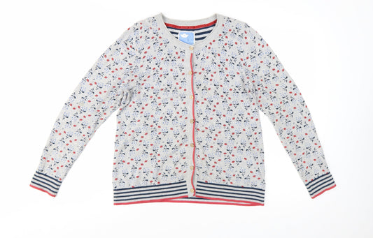 Mantaray Women’s Grey Floral Cotton Cardigan Size 12