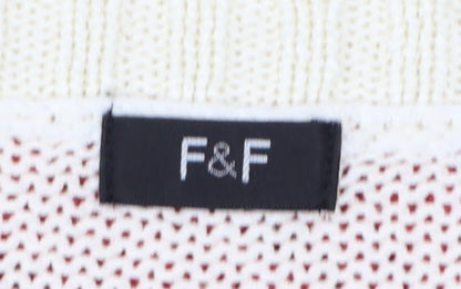 F&F Women Red Cream Striped Short Sleeve Knit Jumper Size 20