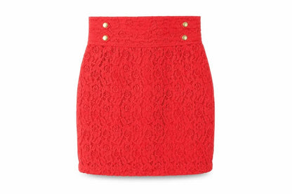 H&M Divided Women's Red Lace High Waist Mini Skirt Size 10
