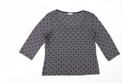 Marks and Spencer Women’s Blue Geometric Jersey Top Size 16