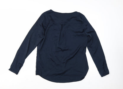 Vila Women Blue Polyester Long Sleeve Tunic Blouse M