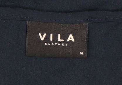 Vila Women Blue Polyester Long Sleeve Tunic Blouse M