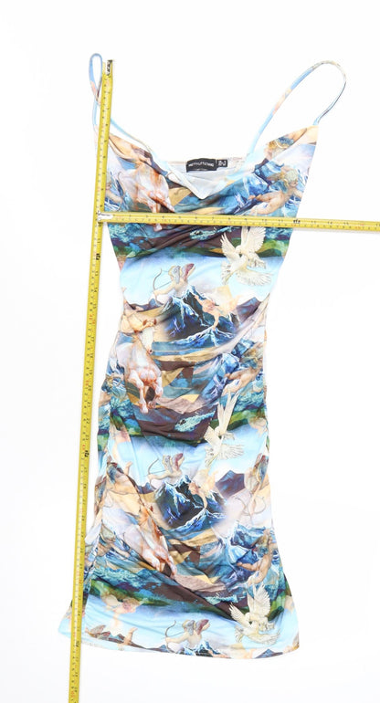 PrettyLittleThing Women's Multicoloured Size 8 Slip Dress Ruched