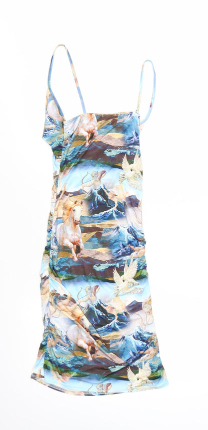 PrettyLittleThing Women's Multicoloured Size 8 Slip Dress Ruched