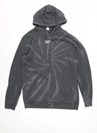 Reebok Men's Black Tie-Dye Pullover Hoodie Size L Sports Style