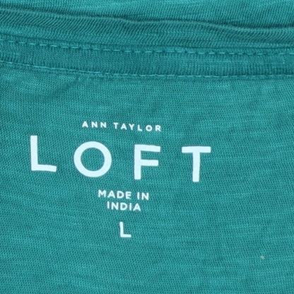 Ann Taylor Loft Women's Green Embroidered Cotton Sleeveless Top L