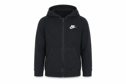 Front view of Nike boys’ black full zip hoodie xs 122-128cm cotton blend casual