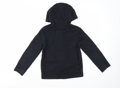 Nike Boys Black Full Zip Hoodie XS 122-128cm Cotton Blend Casual