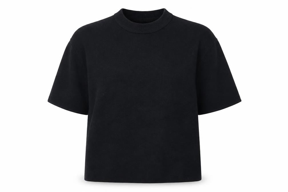Uniqlo Women's Black Cotton Blend Short Sleeve Pullover Jumper Size M