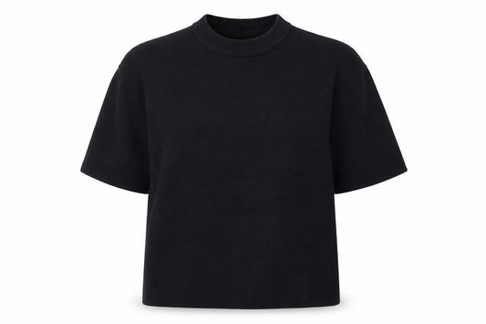 Uniqlo Women's Black Cotton Blend Short Sleeve Pullover Jumper Size M