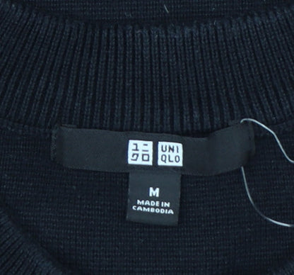 Uniqlo Women's Black Cotton Blend Short Sleeve Pullover Jumper Size M
