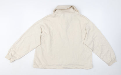 COS Women Beige Cotton Henley Pullover Sweatshirt Size L