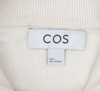 COS Women Beige Cotton Henley Pullover Sweatshirt Size L