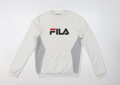 FILA Men's White XS Pullover Sweatshirt Logo Graphic