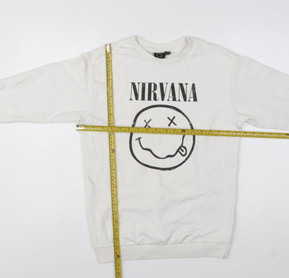 New Look Girls White Nirvana Graphic Pullover Sweatshirt 10-11 Years