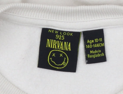 New Look Girls White Nirvana Graphic Pullover Sweatshirt 10-11 Years