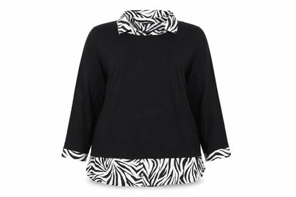 Evans Women's Black Zebra Print Collar Tunic Blouse Size 20