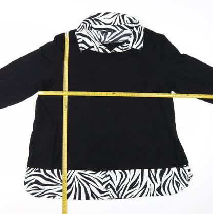 Evans Women's Black Zebra Print Collar Tunic Blouse Size 20