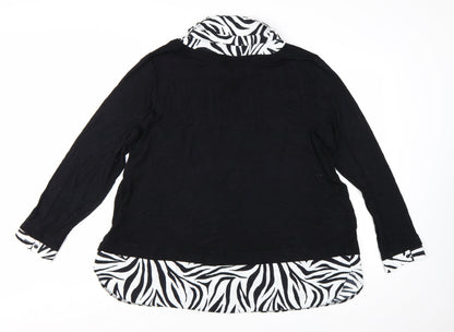Evans Women's Black Zebra Print Collar Tunic Blouse Size 20