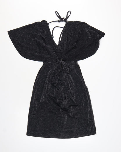Dorothy Perkins Women’s Black Glitter Wrap Dress Size 10