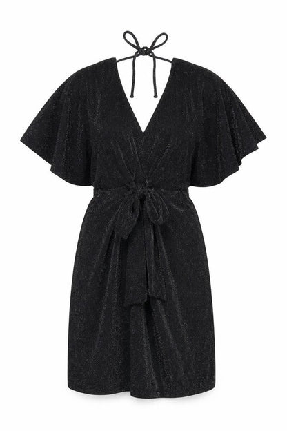 Dorothy Perkins Women’s Black Glitter Wrap Dress Size 10