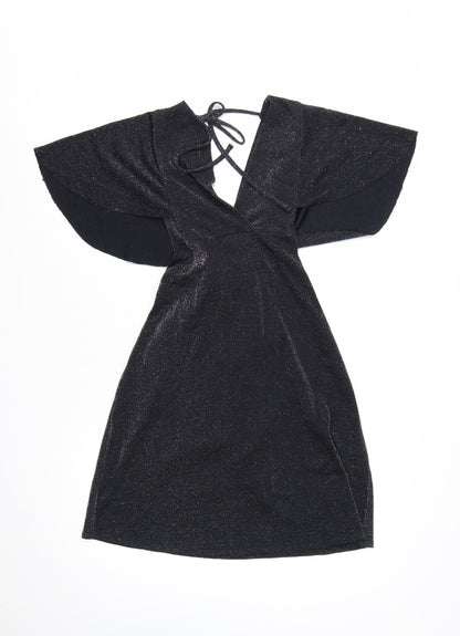 Dorothy Perkins Women’s Black Glitter Wrap Dress Size 10