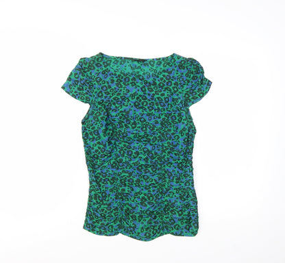 Next Women's Green Animal Print Viscose Blouse Size 6
