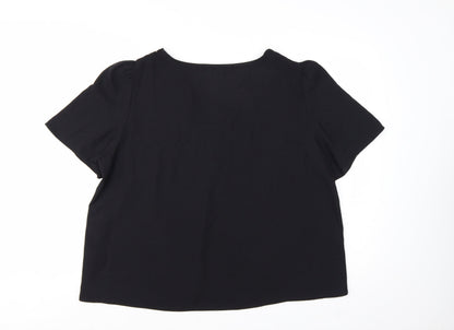 Next Women’s Black Lace Trim V-Neck Short Sleeve Blouse UK 20