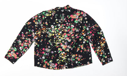H&M Womens Multicoloured Floral High Neck Long Sleeve Blouse Size 12