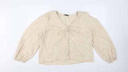 Nobody's Child Women's Beige Cotton Button Blouse UK 16 Tunic Style