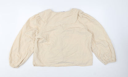 Nobody's Child Women's Beige Cotton Button Blouse UK 16 Tunic Style