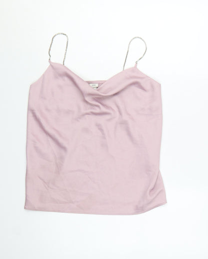 River Island Women Pink Satin Cowl Neck Camisole Top UK 8