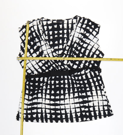 Next Women’s Black Geometric Wrap Blouse Size 20 Sleeveless Jersey Top