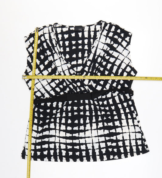 Next Women’s Black Geometric Wrap Blouse Size 20 Sleeveless Jersey Top